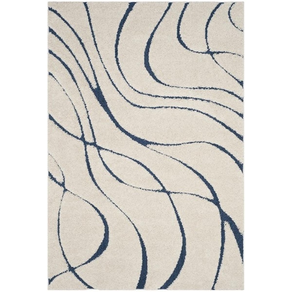 Safavieh 6 x 9 ft. Power Loomed Medium Rectangle Shag RugCream & Blue SG471-1165-6 - main